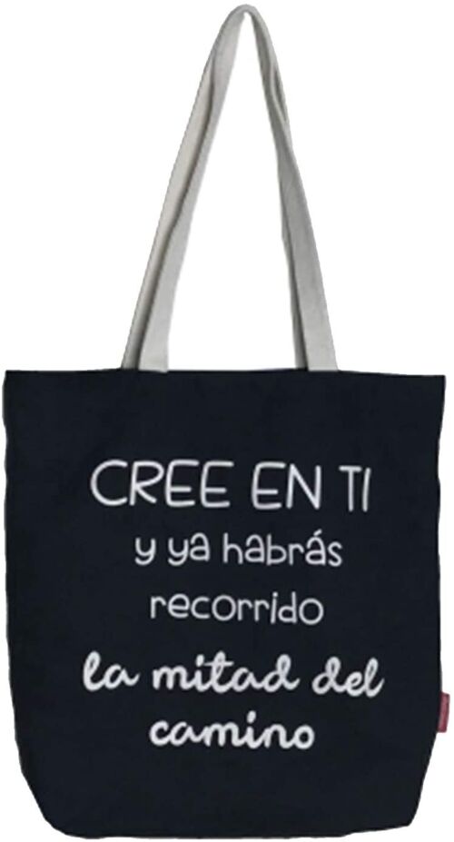 Tote bag, 100% Cotton, model "BELIEVE IN YOURSELF AND YOU WILL HAVE ALREADY TRAVELED THE MIDDLE OF THE ROAD"