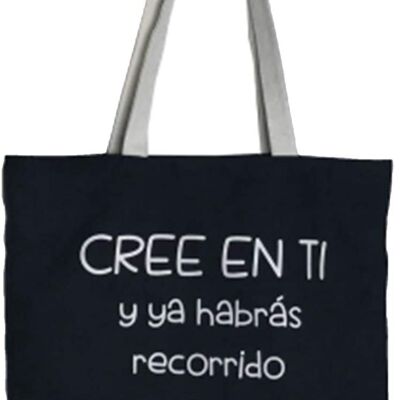 Tote bag, 100% Cotton, model "BELIEVE IN YOURSELF AND YOU WILL HAVE ALREADY TRAVELED THE MIDDLE OF THE ROAD"