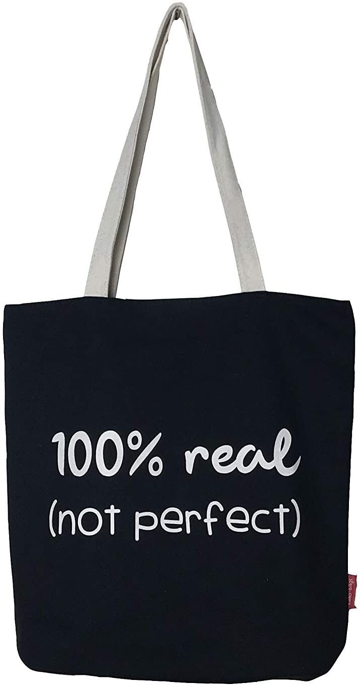 Borsa tote, 100% Cotone, modello "100% REAL. NON PERFETTA"