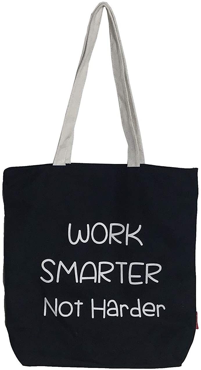 Borsa tote, 100% Cotone, modello "WORK SMARTER NOT HARDER"