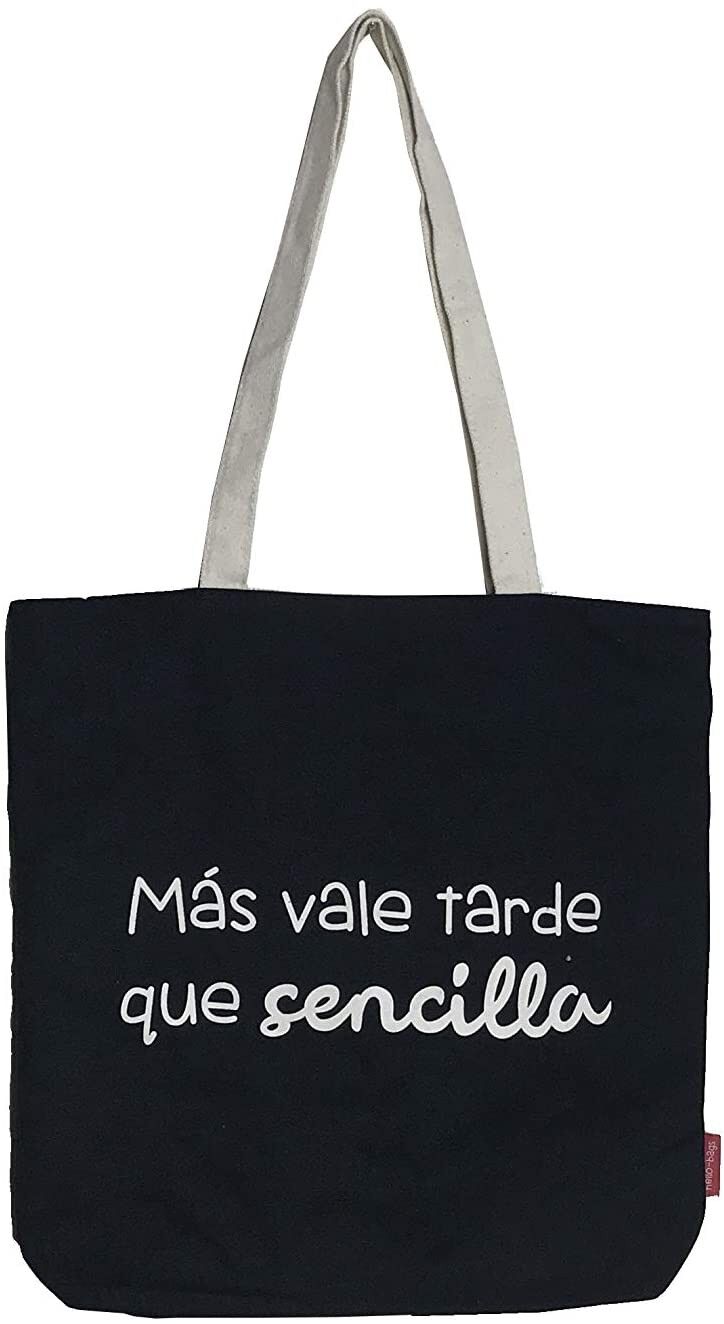 Borsa Tote, 100% Cotone, modello "MORE VALUE TARDE THAN SIMPLE"