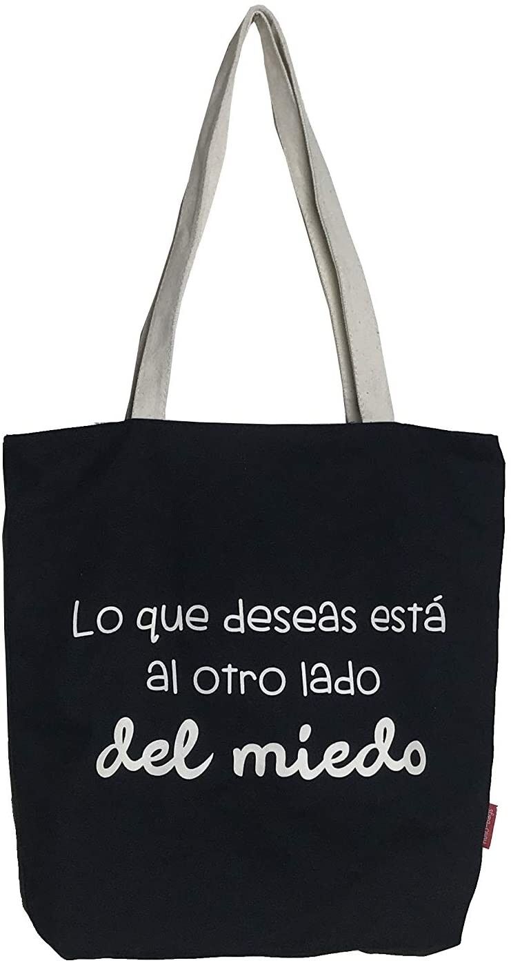 Borsa tote, 100% Cotone, modello "WHAT YOU WWAN IS DAL ALTRO LATO DELLA PAURA"