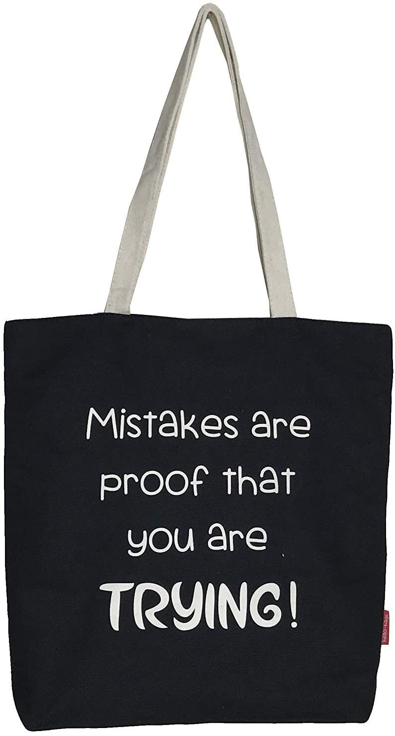Borsa tote, 100% Cotone, modello "GLI ERRORI SONO LA PROVA CHE STAI PROVANDO!"