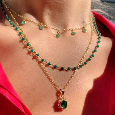 Emerald Necklace, Gold Layering Necklaces, Pendant Emeralds, Dainty Necklaces, Gift for Her, Made from Gold Plated Sterling Silver 925