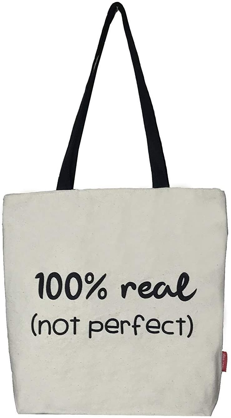Borsa tote, 100% Cotone, modello "100% REAL. NOT PERFECT" 2
