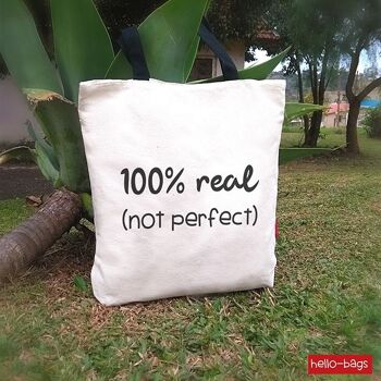 Sac cabas, 100% Coton, modèle "100% REAL. NOT PERFECT" 2 8