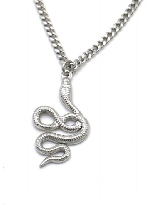 N010-029S S. Steel Chain Necklace with 3cm Snake