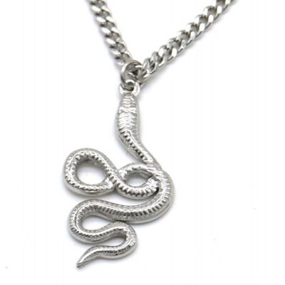 N010-029S S. Collar de cadena de acero con serpiente de 3 cm