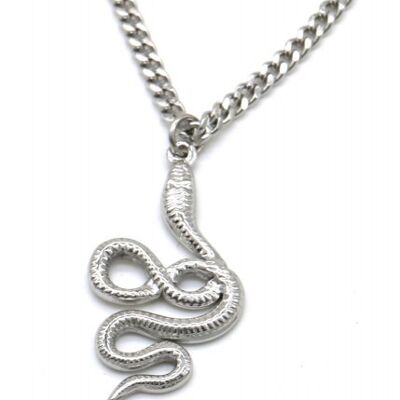 N010-029S S. Collar de cadena de acero con serpiente de 3 cm