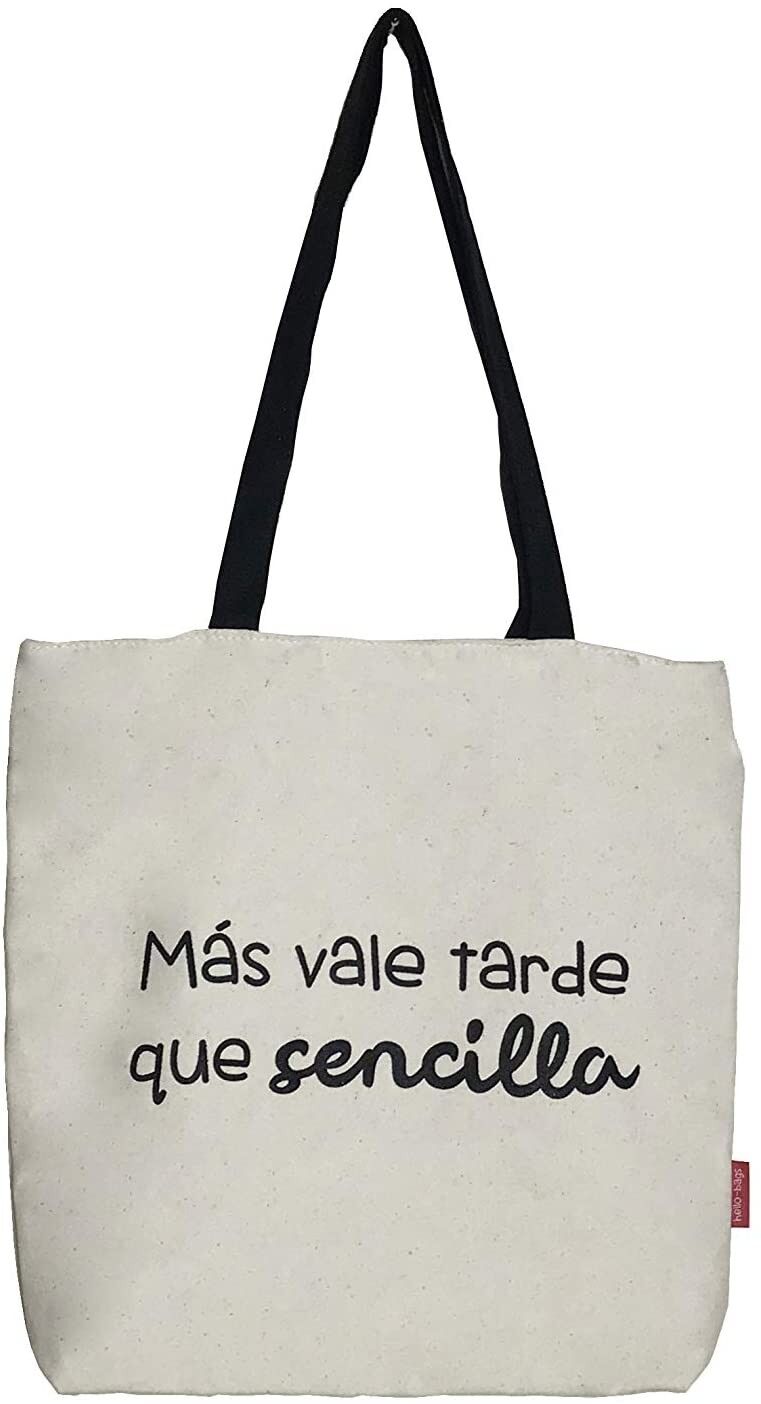 Borsa Tote, 100% Cotone, modello "MORE VALUE TARDE THAN SIMPLE"