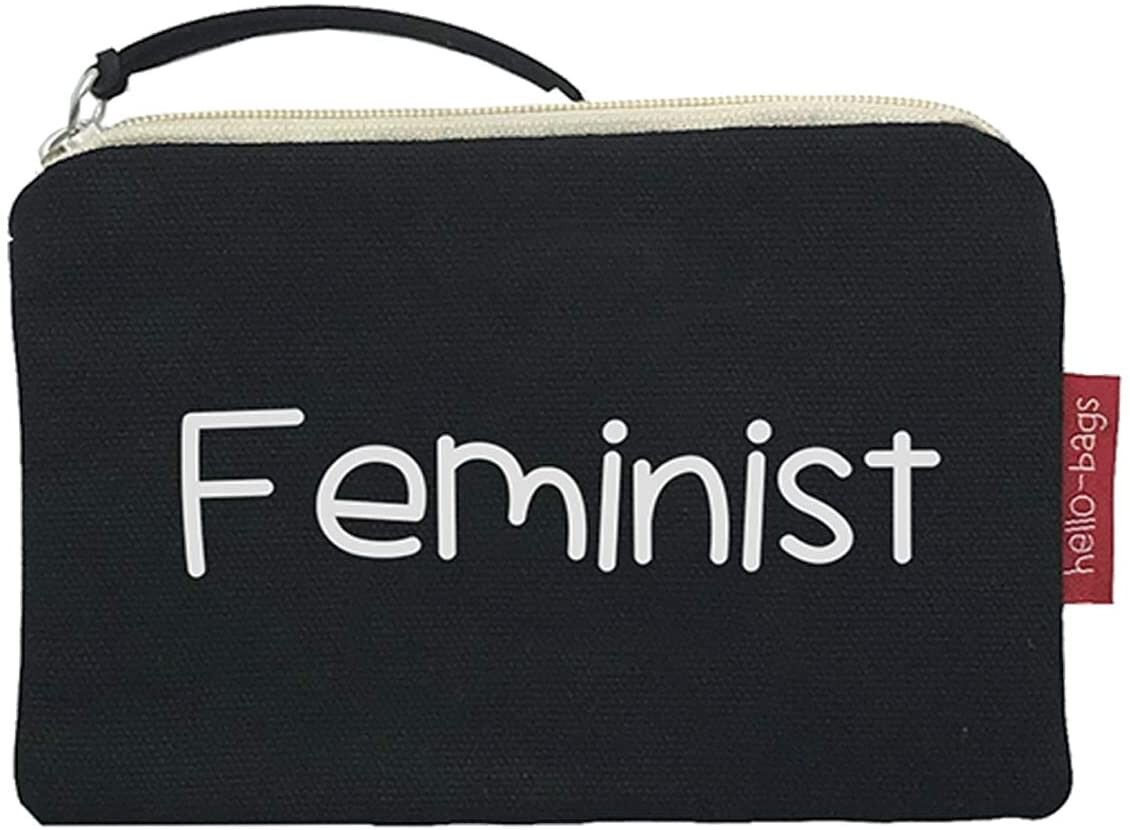 Portamonete / Portafoglio / Portacarte, 100% Cotone, modello "FEMINIST"