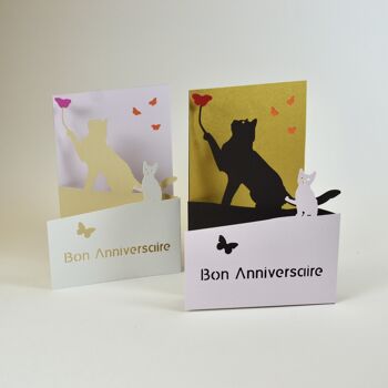 Carte chat anniversaire 3D 3