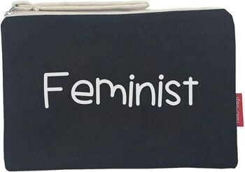 Trousse de toilette / Sac à main, 100% Coton, modèle "FEMINIST" 1