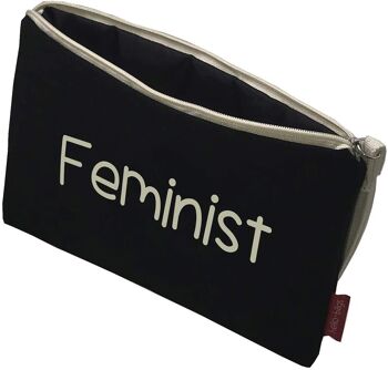 Trousse de toilette / Sac à main, 100% Coton, modèle "FEMINIST" 2