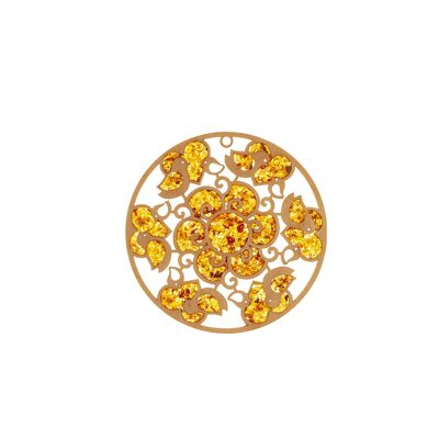 Attrape-soleil ambre en bois de bouleau - coeur de fleur
