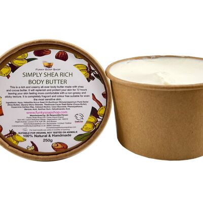 1 vasetto di carta kraft Simply Shea Rich Burro per il corpo, senza plastica, 250 g