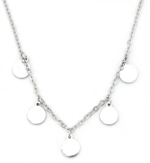N301-001 S. Steel Necklace Coins Silver