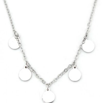 N301-001 S. Steel Necklace Coins Silver