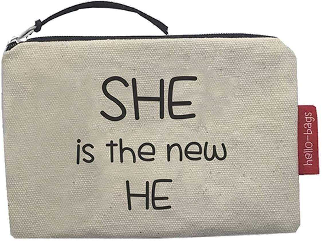 Portamonete / Portafoglio / Portacarte, 100% Cotone, modello "SHE IS THE NEW HE" 2