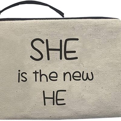 Purse / Wallet / Card Holder Bag, 100% Cotton, model "SHE IS THE NEW HE" 2