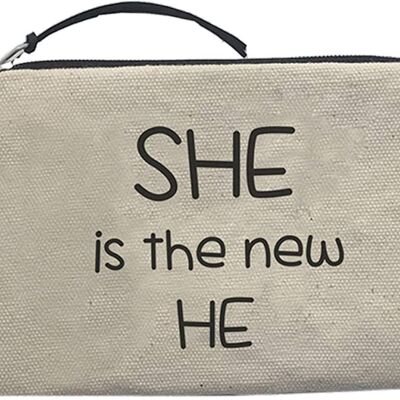 Purse / Wallet / Card Holder Bag, 100% Cotton, model "SHE IS THE NEW HE" 2