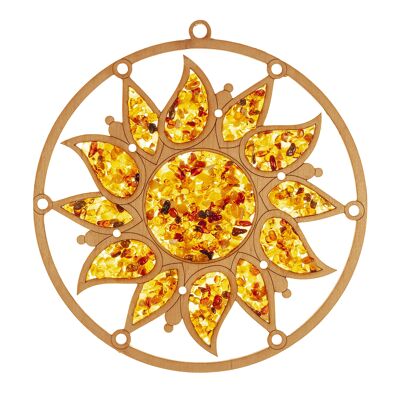 Suncatcher 20cm ambra in legno di betulla - stella