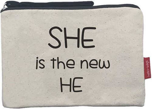 Toiletry Bag / Handbag, 100% Cotton, model "SHE IS THE NEW HE" 2