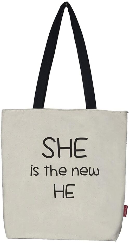 Tote bag, 100% Cotton, model "SHE IS THE NEW HE" 2
