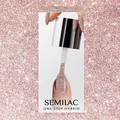 Semilac One Step Hybrid Gel Polish Starter Set CUSTOMISED - 245 Glitter Pink Beige