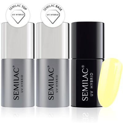 Semilac Base + Top + 023 Banana UV Gel Polish Set