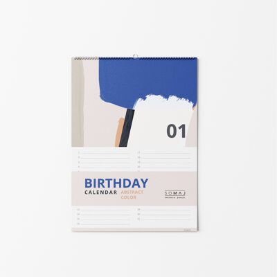 Birthday calendar - a4 - abstract color