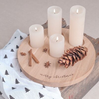 Candle board Merry Christmas 32 cm