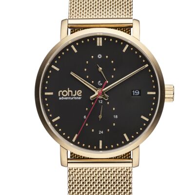 Rohje Adventurister Gold with steel mesh strap