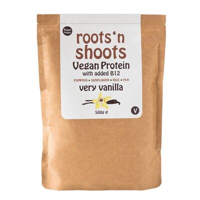 Proteína en polvo vegana con B12 500g de vainilla añadida