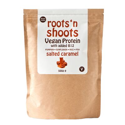 Polvo de proteína vegana con B12 añadido 500g Caramelo salado