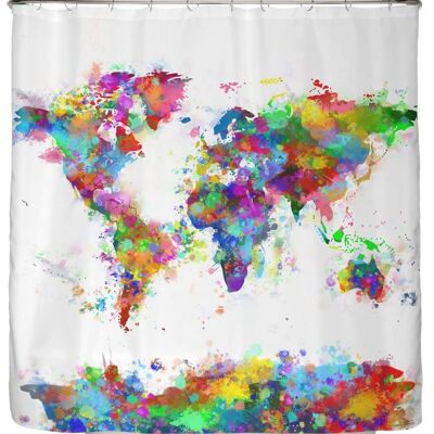 Shower curtain world map 200x220cm