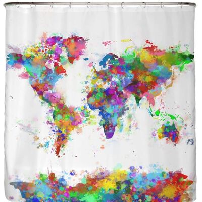 Shower curtain world map 200x220cm
