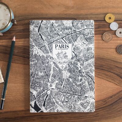 Notebook plié et cousu main Plan de Paris