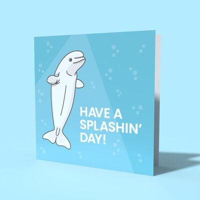 Tarjeta de cumpleaños de ballena beluga