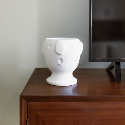 Ceramic Vase Surprised Face - White