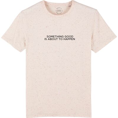 Something Good Is About To Happen Slogan Organic Cotton T-Shirt- Neppy Mandarin 6-8