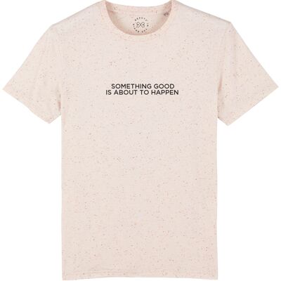 Something Good Is About To Happen Slogan Organic Cotton T-Shirt- Neppy Mandarin 10-12