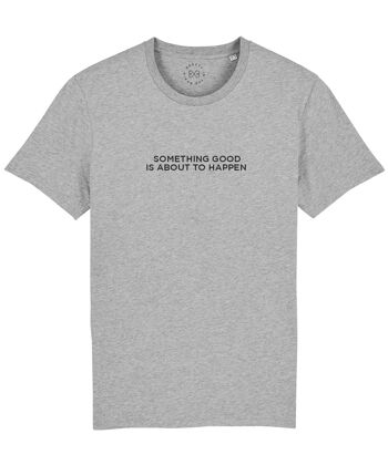 T-shirt en coton biologique à slogan Something Good Is About To Happen - Gris 14-16