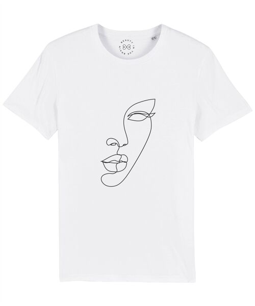 Minimal Line Art Face Organic Cotton T-Shirt- White 6-8