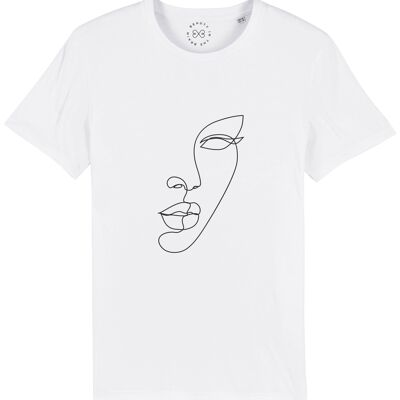 Minimal Line Art Face Organic Cotton T-Shirt- White 6-8