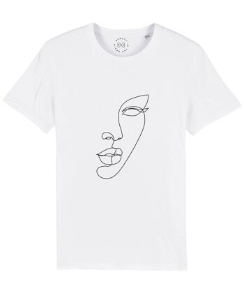 T-shirt en coton biologique Minimal Line Art Face - Blanc 6-8