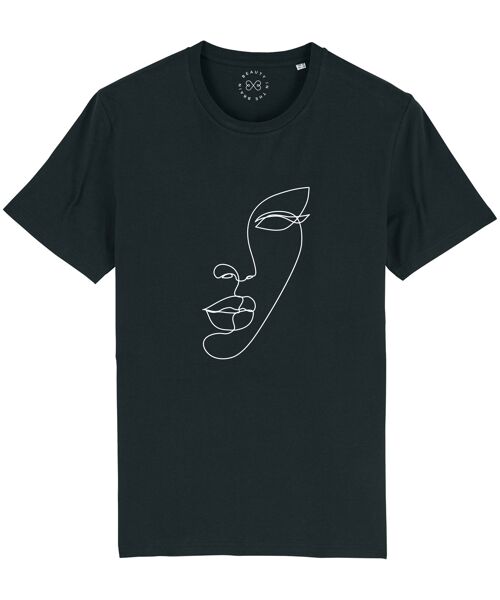 Minimal Line Art Face Organic Cotton T-Shirt  - Black 10-12