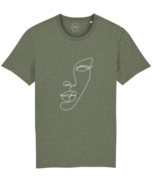 Minimal Line Art Face Organic Cotton T-Shirt  - Khaki 10-12