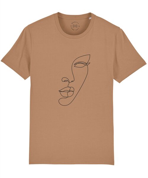 Minimal Line Art Face Organic Cotton T-Shirt -  - Camel 18-20