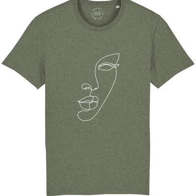 Minimal Line Art Face Organic Cotton T-Shirt -  - Khaki 18-20